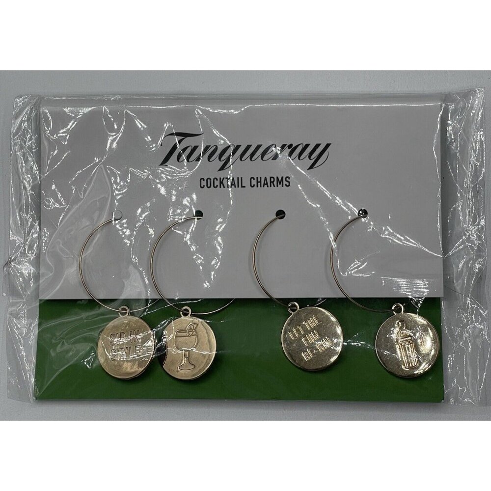 TANQUERAY Gold Tone‎ Cocktail Charms Drink Glassware Wine Glass Accessory Gift